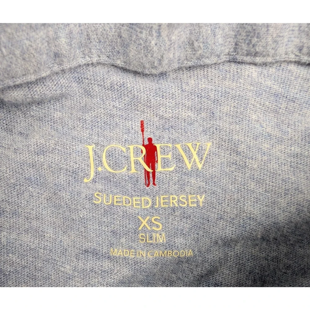 J Crew Oarsman Sueded Jersey Polo Men XS Slim Blue Preppy Timeless Classic Shirt